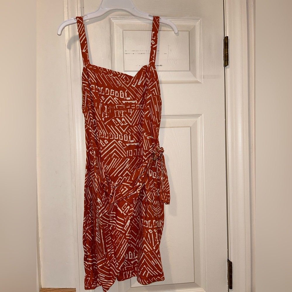 Forever 21 Orange Printed Crossover Dress